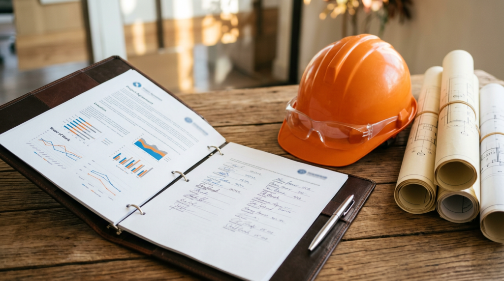 EPC contract document with engineering drawings and safety equipment