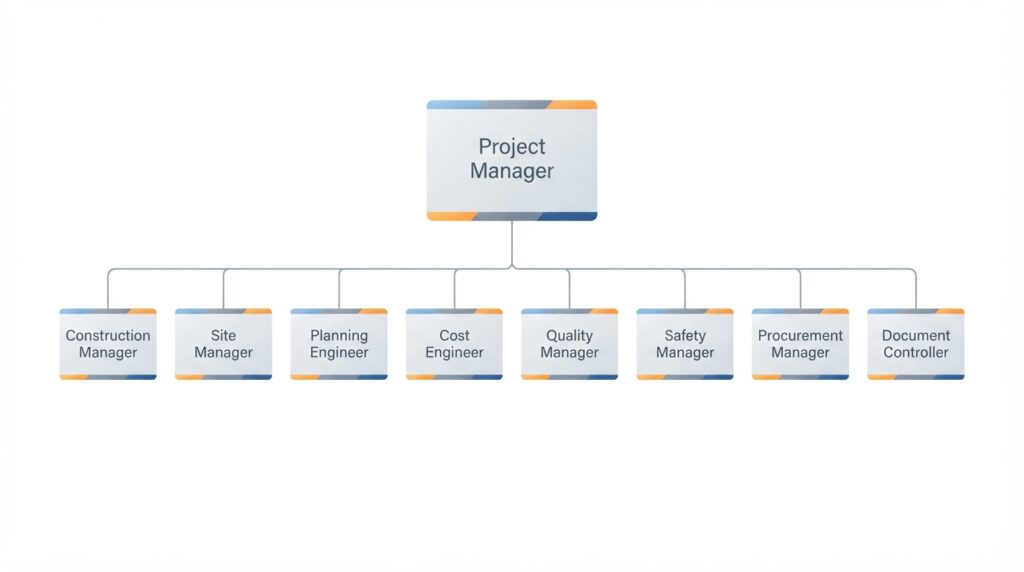 Construction management organization structure for industrial plants