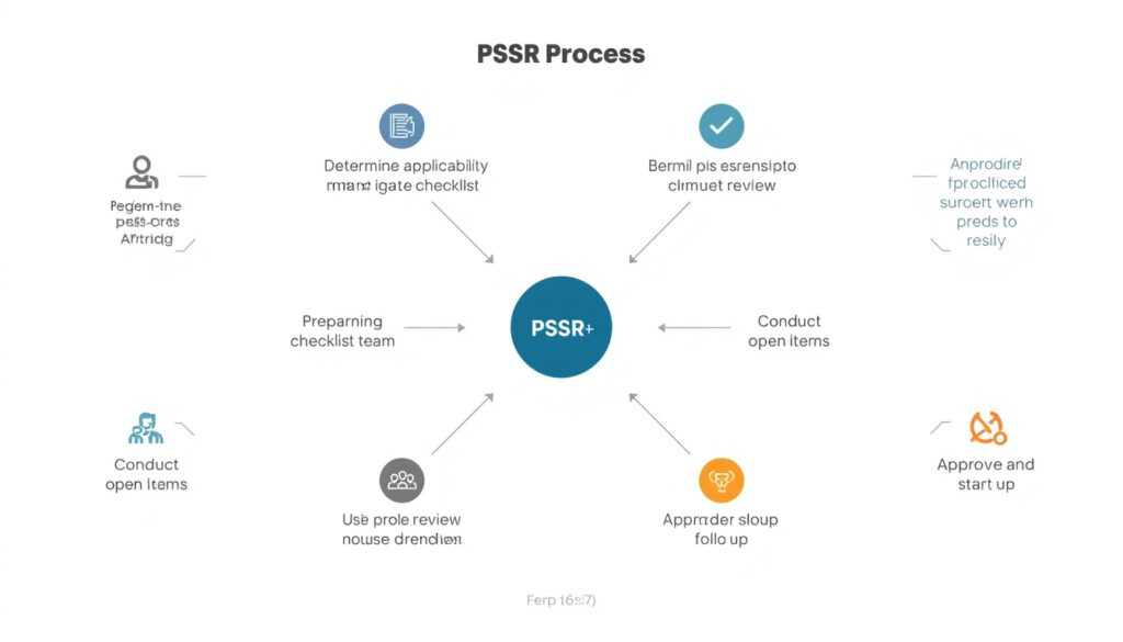 Eight-step pre-startup safety review process diagram