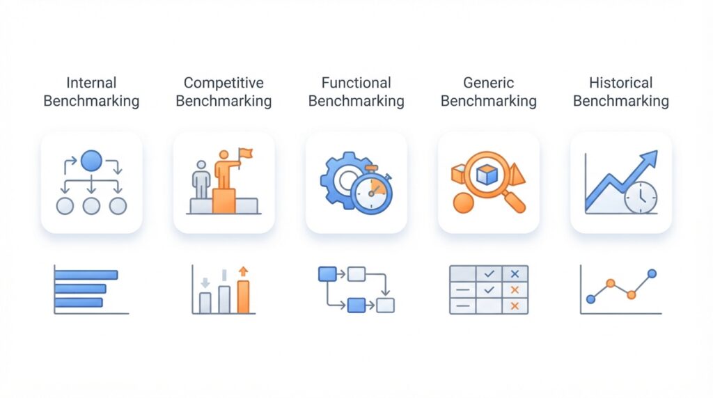 Types of benchmarking for industrial plants