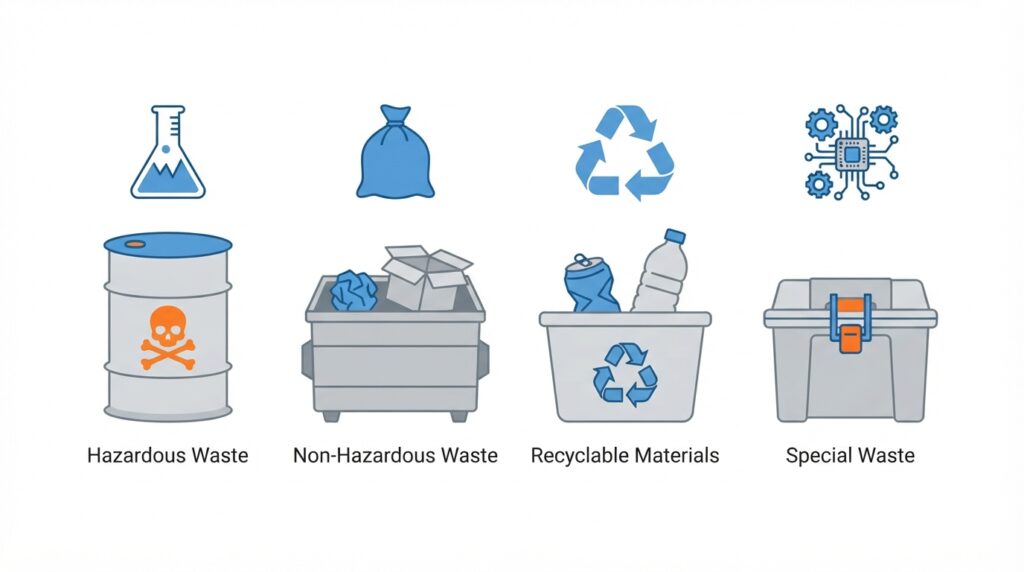 Waste categories in plant decommissioning