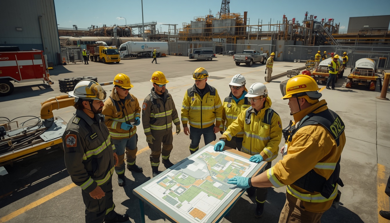 Emergency response drill at an industrial plant